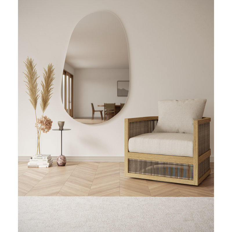 Starla Pebble Mirror, 36" x 59", White, Asymmetrical