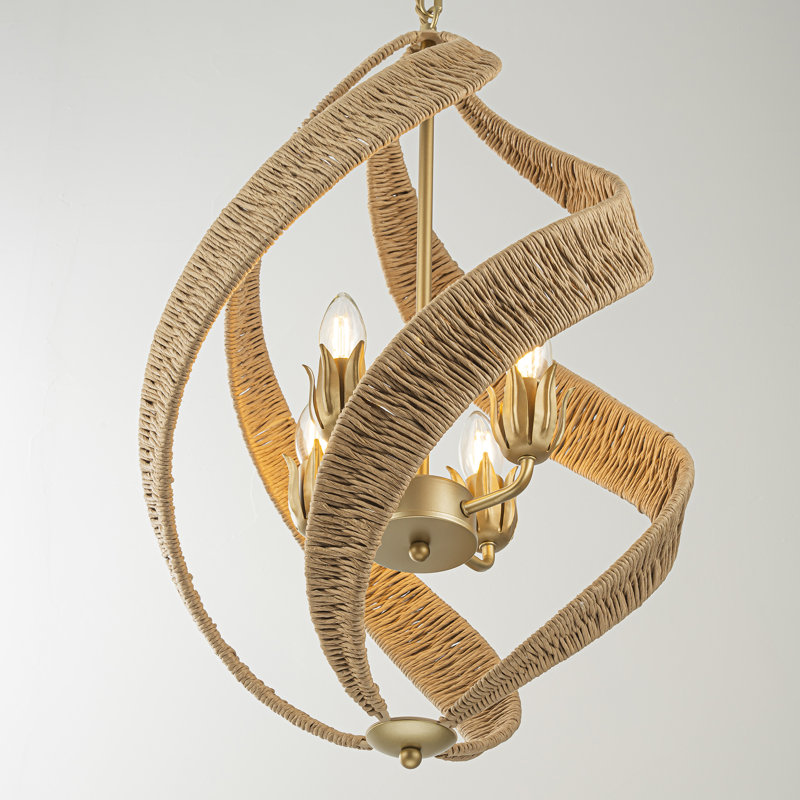 Lustre moderne en rotin 4 lumières Chirles