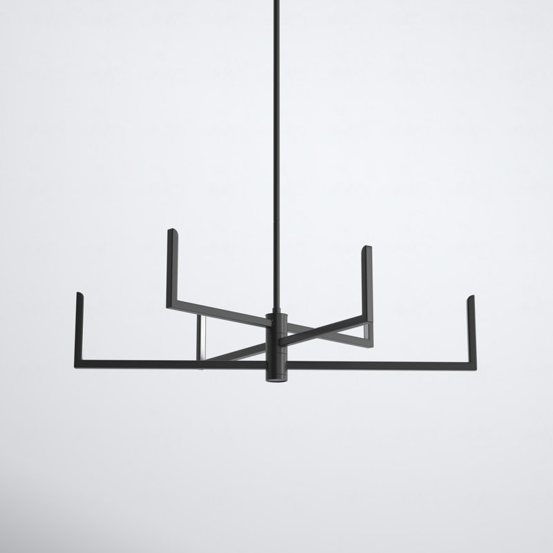 Lolita 6 - Light Dimmable LED Modern Linear Chandelier, Matte Black