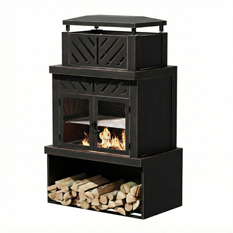 Outdoor Wood-Burning Fireplace – Backyard/Patio Ambiance Centerpiece