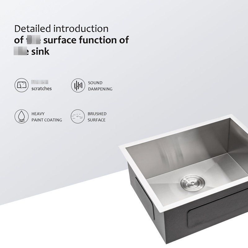 21 Inch 9 Deep Undermount Stainless Steel Single Bowl Kitchen Sink, Sus304 Construction, Brushed Satin Finish, - Condensation Coating, Bottom Rinse Grid Nickel Color, X Shaped Water Drainage,