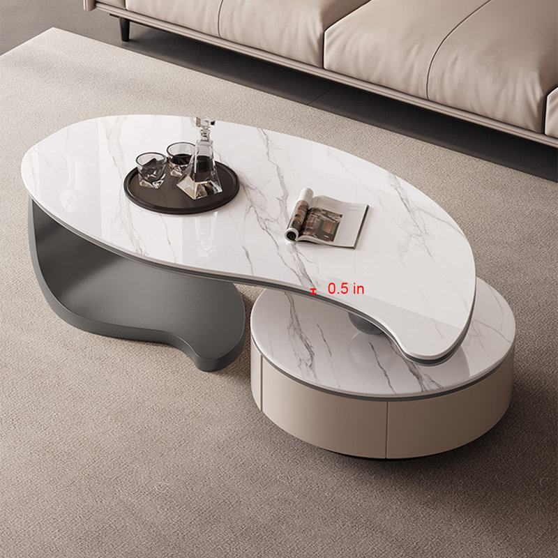 Table roche en forme de feuille, H 16,5 po x L 55,1 po x l 27,6 po, Gris titane
