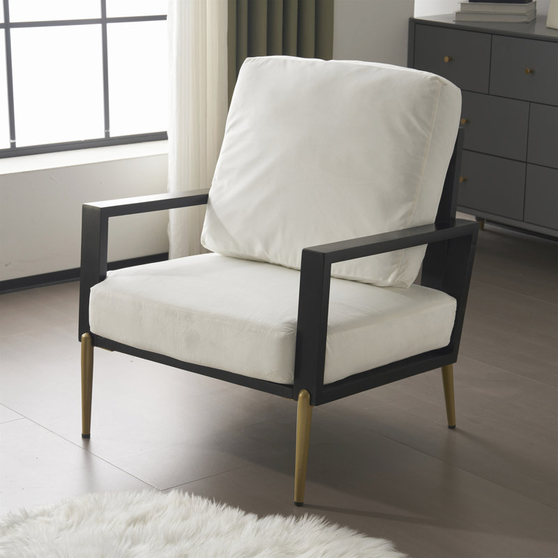 Fauteuil d'appoint rembourré à dossier bas Reynold, Blanc
