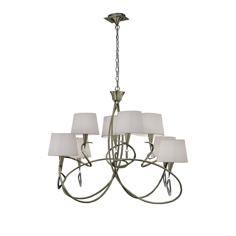 Eurich 8 - Light Shaded Chandelier, Antique Brass