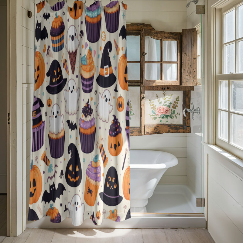 Rideau de douche 1 pièce Halloween Mix, H 74 po x l 40 po