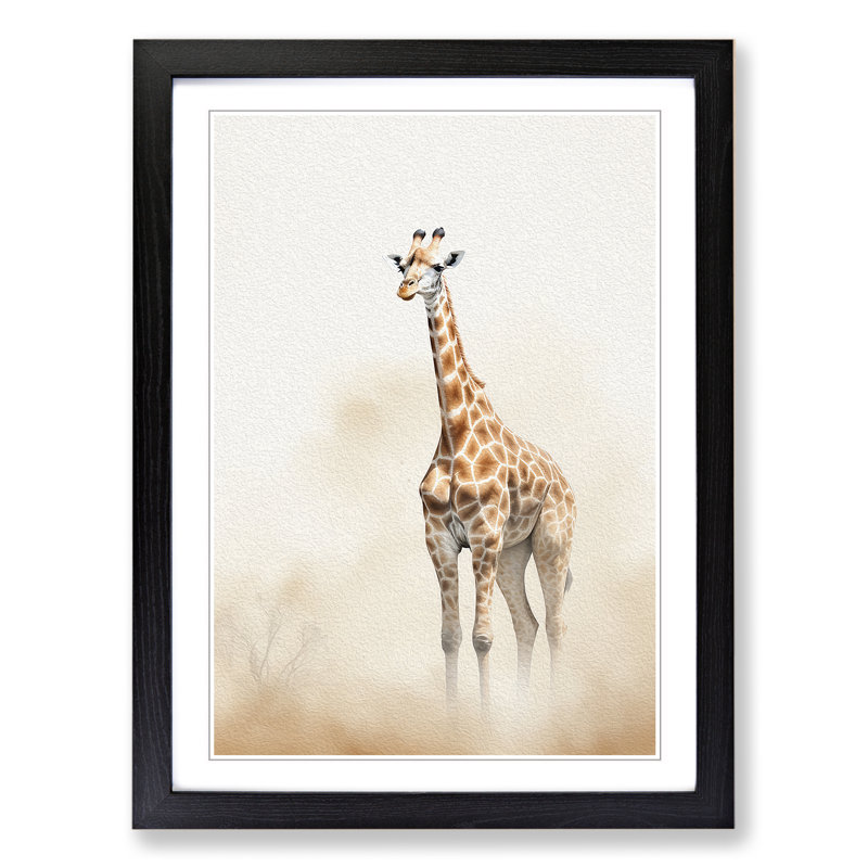 Giraffe Minimalism - Framed Print, Black Framed, 34cm H x 25cm W