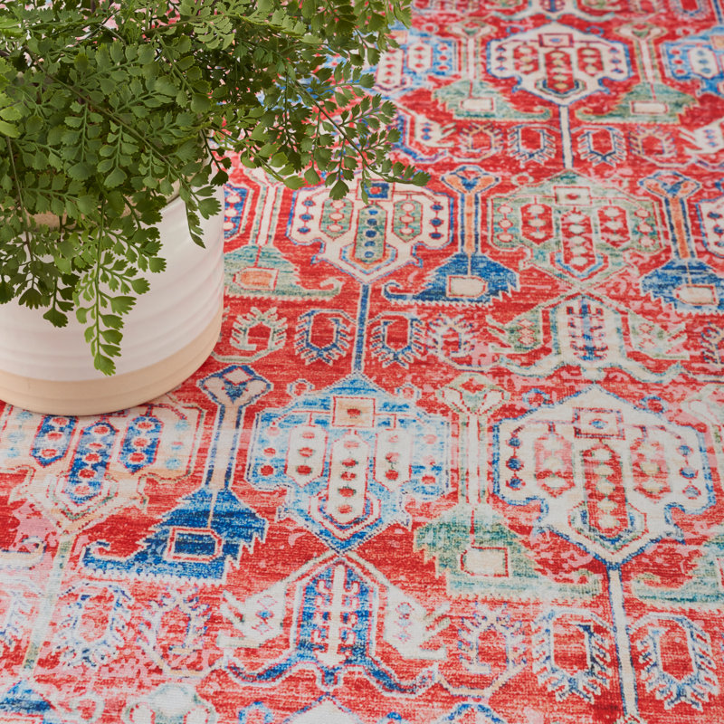 Red/Beige/Blue Rug, Rectangle 7'10" x 9'10"