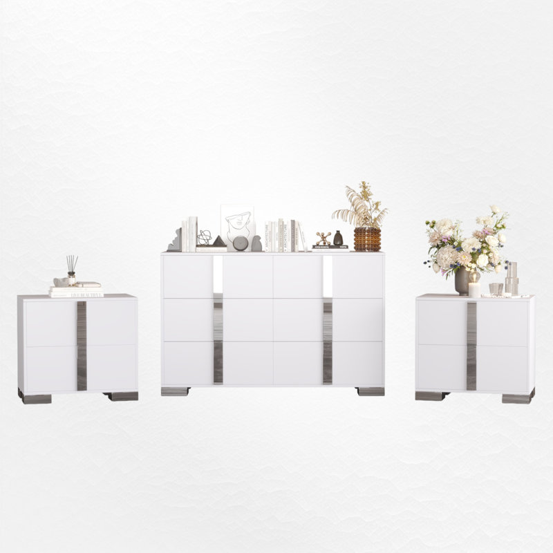 Ensemble de chambre à coucher 3 pièces, Blanc