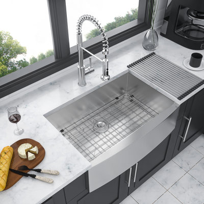 33 Inch Stainless Steel Farmhouse Sink With Apron Front And Enhanced Soundproofing