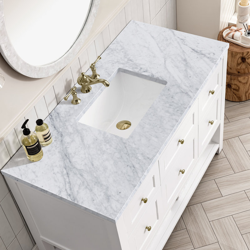 Breckenridge 48'' W Single Vanity, Carrara White, 8" Widespread, Bright White