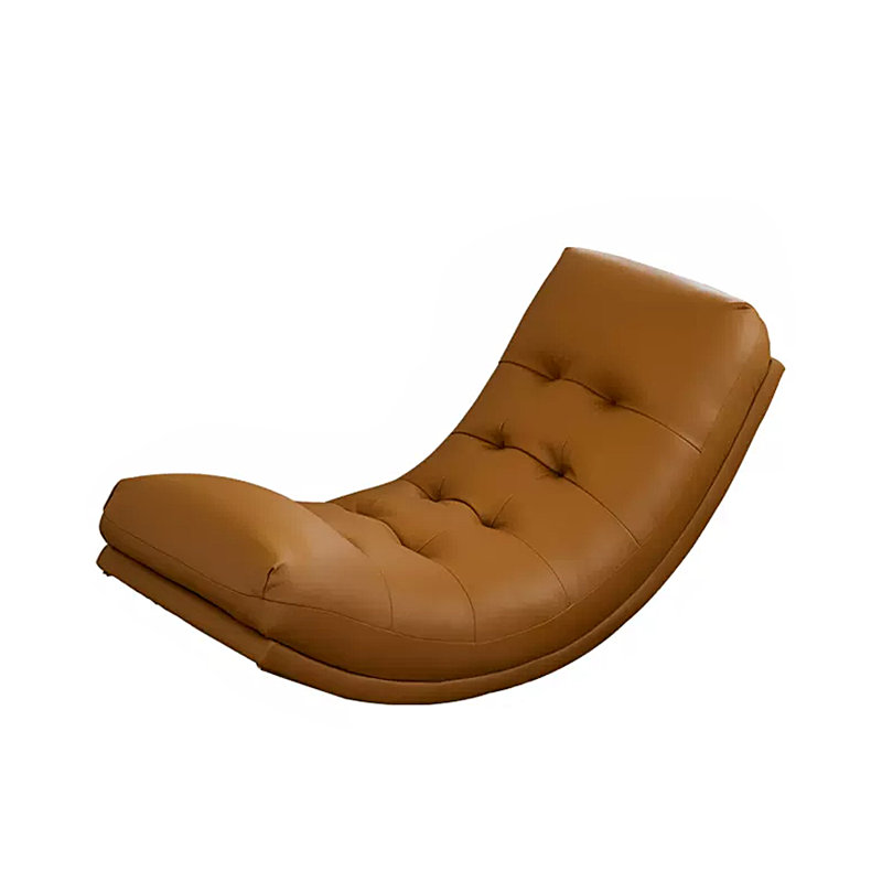 Chaise berçante en bois massif chenille, Brun