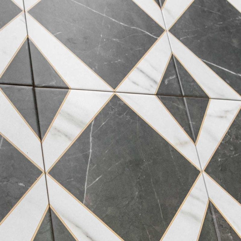 Orion 8" x 8" Marble Look Porcelain Tile, Marquina