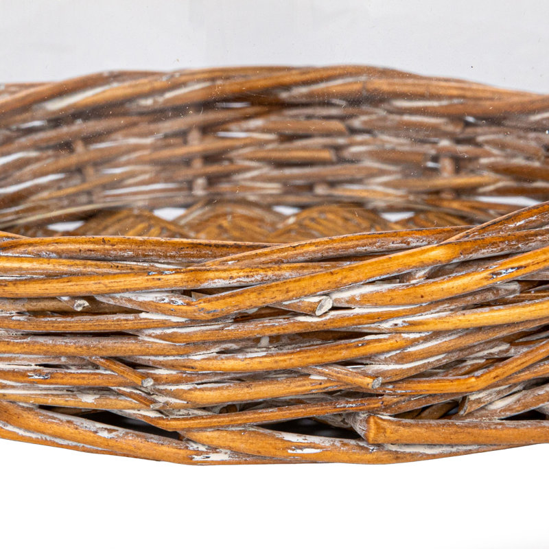 Cloche ronde en verre Abrish avec base en saule tissé, transparent