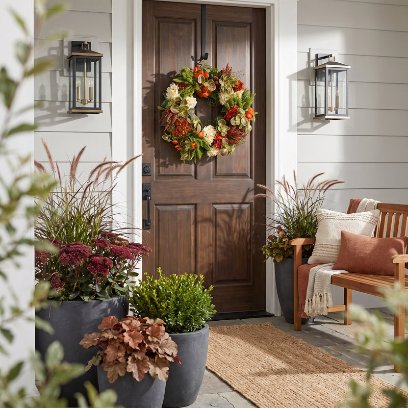 Alma Fall Wreath with Hydrangeas, Heather and Ranunculus