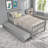 Twin Size Solid Pine Wood Platform Bed Frame, Classic Gray, With Pull-Out Trundle, No Box Spring Needed, For Small Bedroom Spaces-1748656511