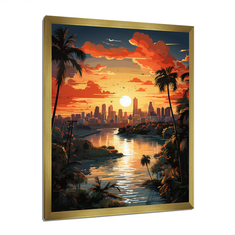 Cityscapes Wall Art Living Room, Encadrement doré, H 32 po x l 16 po x P 1 po