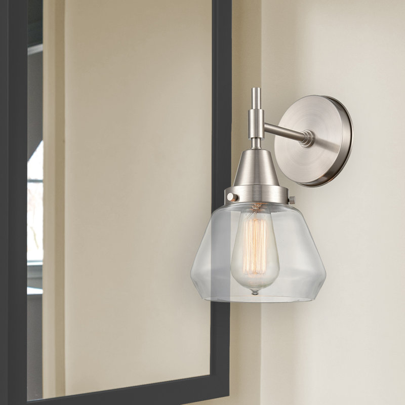 Gayle Armed Sconce, Clear, Incandescent, Satin Nickel