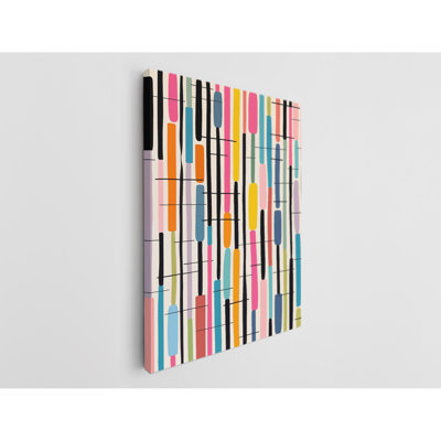 Colorful Painted Abstract Geometric Shapes Canvas Print, Modern Wall Art Decor for Home & Office, Painting Reproduction