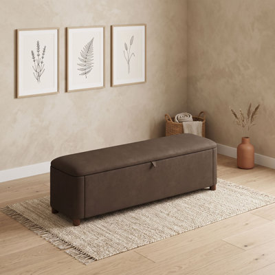 Banc ottoman de rangement en velours avec pieds solides, rangement pour chambre à coucher