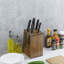 9-Slot Acacia Wood Knife Block – Solid Wood Countertop Cutlery Holder Stand with Open Frame