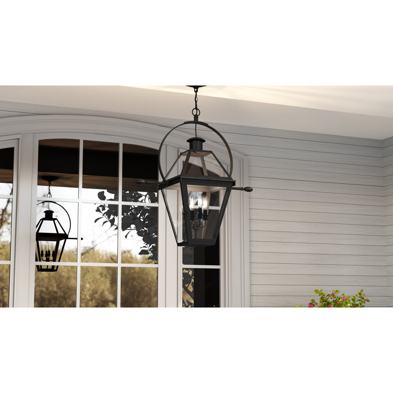 Mishler 4-Light Earth Black Outdoor Hanging Lantern