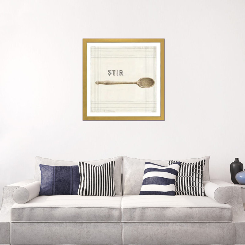 "Cuisine" par Danhui nai, impression d’art graphique, Blanc, H 24 po x l 24 po x p 1 po, Papier encadré doré