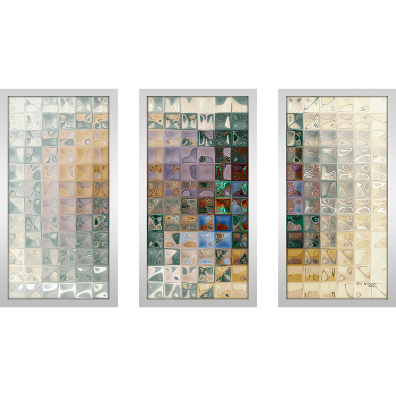 « tile art-7 2012 » par mark lawrence, ensemble de 3 impressions encadrées, H 33,5 po x l 52,5 po x P 1 po