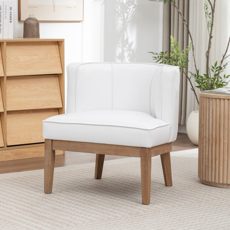 Fauteuil demi-tonneau rembourré Ezra, Blanc