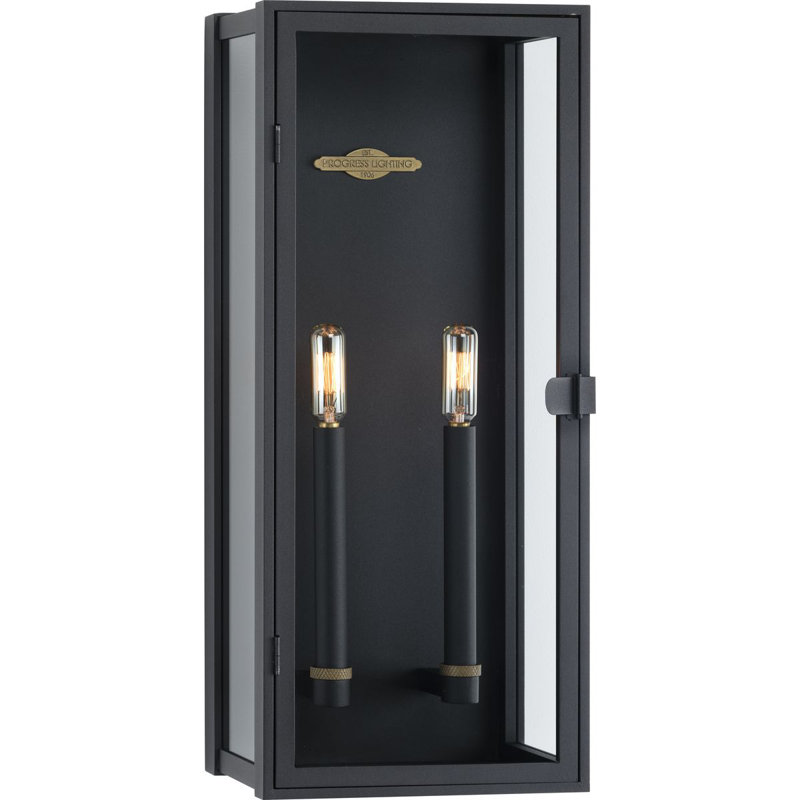 Stature Integrated LED Outdoor Wall Lantern, Textured Black, 21" H x 9" W x 5.87" D, 2 Lights