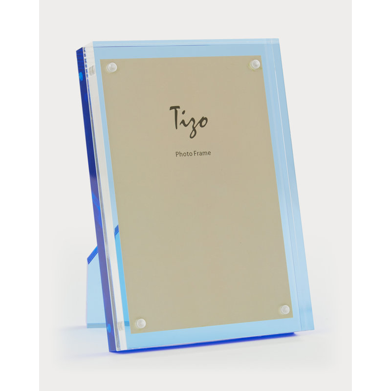 Lucite Frame W/Orange Back 4X6, Blue, 8" W x 10" H