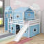 Lit mezzanine avec tente et tour à glissière rose-610886861