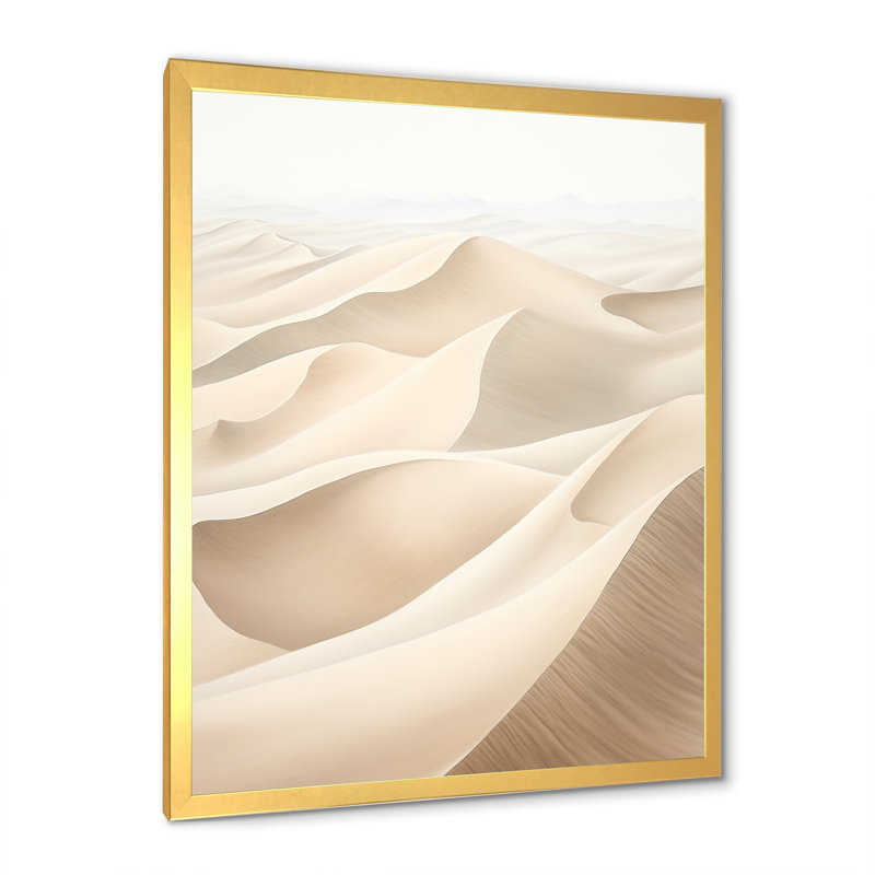 Reproduction d'art sur toile, "Saharas Silence" IV - Désert, Cadre doré simple, H 32 po x l 16 po x P 1 po