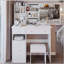 Meuble-lavabo de 37 po avec tiroir de taille moyenne à gauche et tabouret rembourré, très grand miroir coulissant à droite, rangement multicouche à grande capacité, commode pratique et pratique, convient aux grands espaces-1227574165