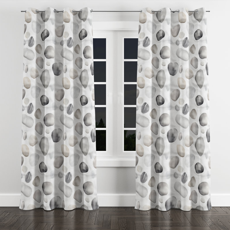 Coastal Velvet Curtains - Grey Stone Balance Grommet Curtain - 1 Panel, 52" W x 120" L, Silver Grommets