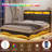 Lift Up Storage  Bed Frame With Charging Station And Hidden Storage Headboard, Led Lights Upholstered Platform Bed With Hydraulic Storage,-1877195831-1877195848