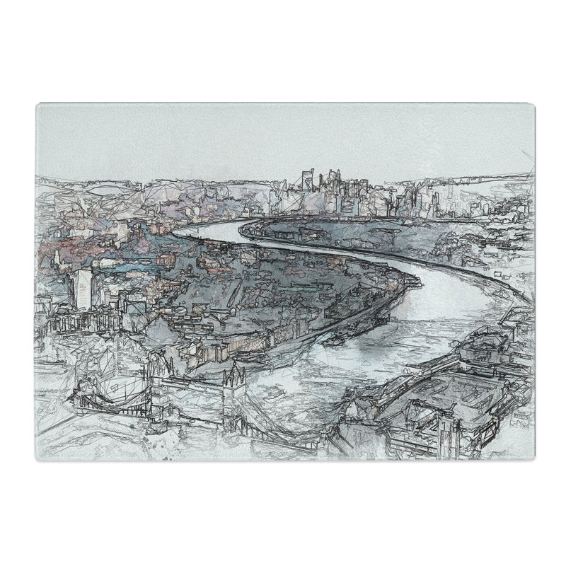 Tempered Glass River Thames & London Skyline Chopping Board, 20 cm x 28.5 cm
