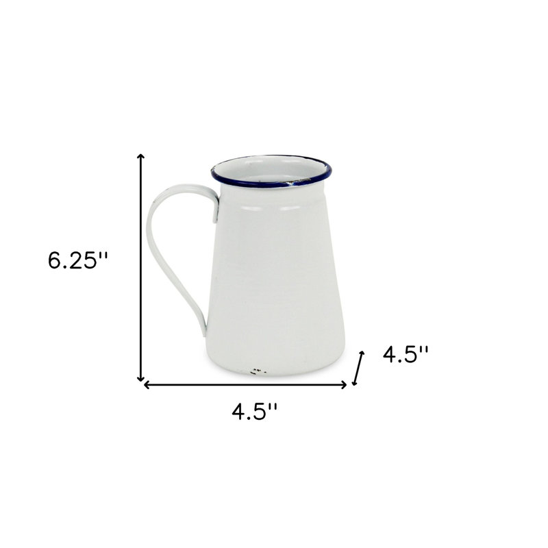Vase en métal 6 "blanc et bleu