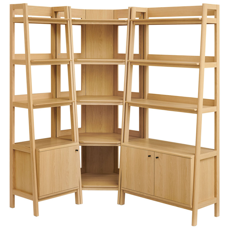 Ensemble de bibliothèque d'angle 3 pièces Billups, Chêne