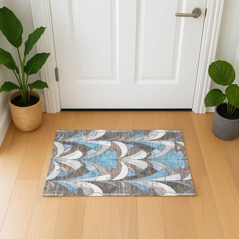 Premium Machine Washable Mayfield modern Rug, 1'8" x 2'6", Brown