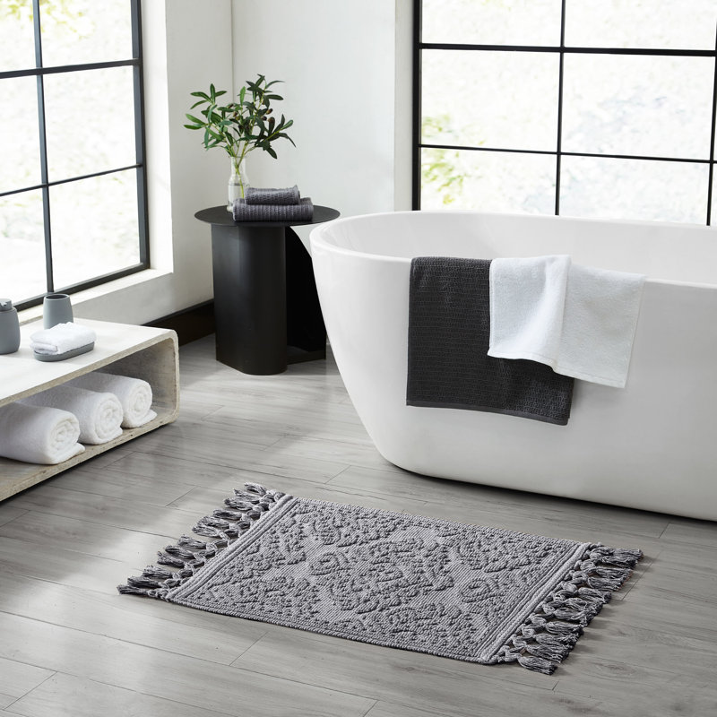Ricardo 100% Cotton Bath Rug, 21" W x 41" L, Dark Gray