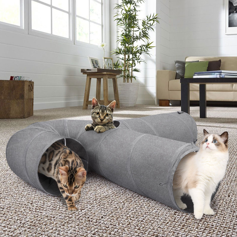 Tunnel pour chat 3 voies en forme de U extensible, 48" H x 47" W x 12" D