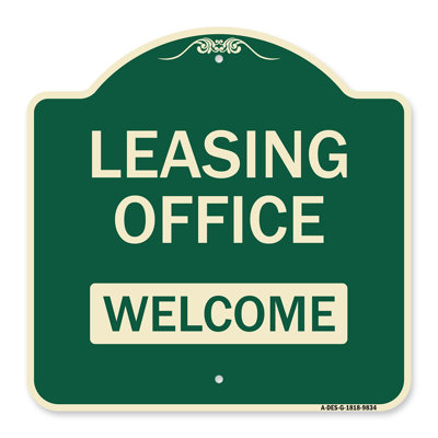 Signmission Designer Series Sign - Leasing Office, Welcome | Black & White 18" X 18" Heavy-Gauge Aluminum Architectural Sign | Protect Your Business & Municipality | Made In The USA