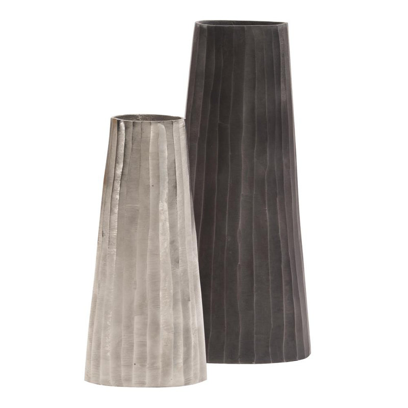 Metal Floor Vase, 17" H x 8" W x 8" D, Metallic Silver