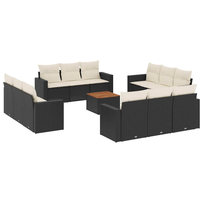 Ensemble de canapé de jardin Vidaxl noir, blanc crème