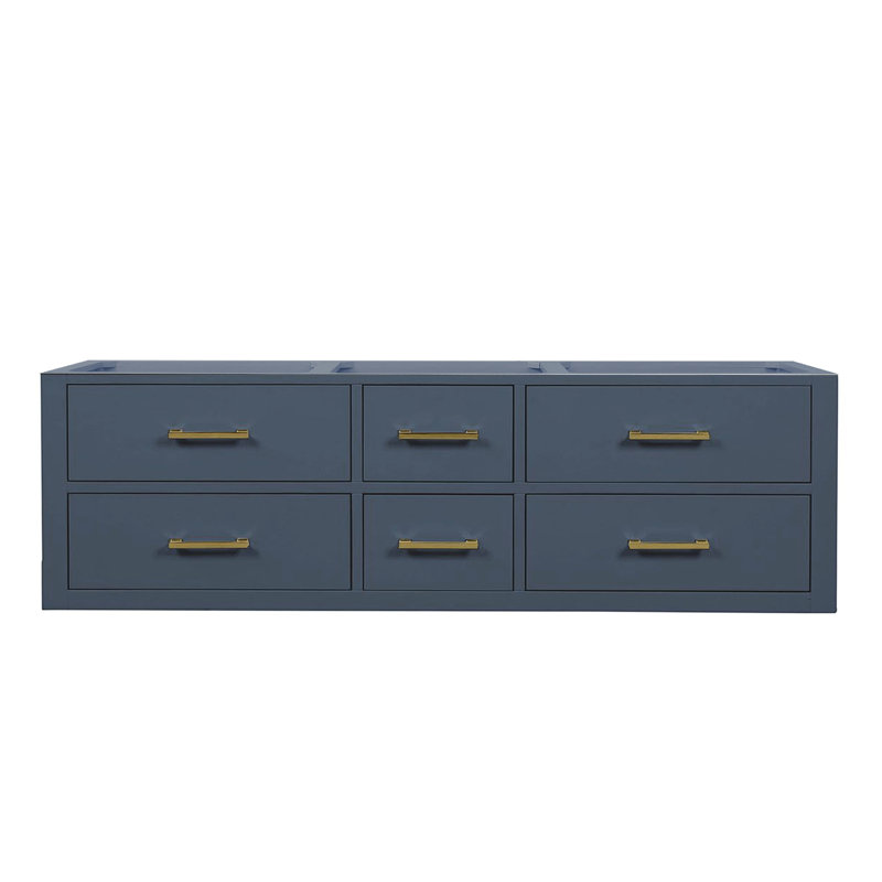 Bleu 60 po Meuble-lavabo double - lavabo, 4 tiroirs souples, fermeture