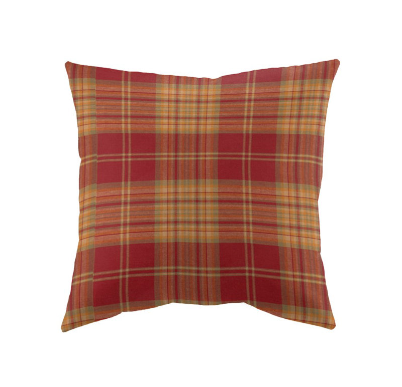 Idil red and yellow plaid Square Pillow