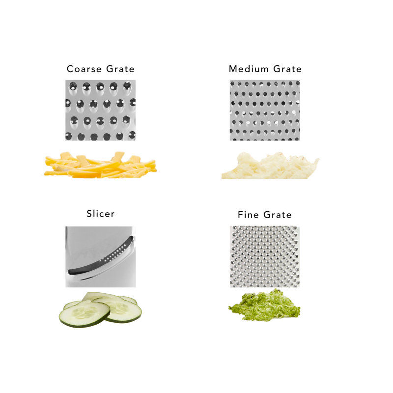 KitchenAid® Gourmet 4-Sided Stainless Steel Box Grater with Detachable Storage Container, Black/Silver