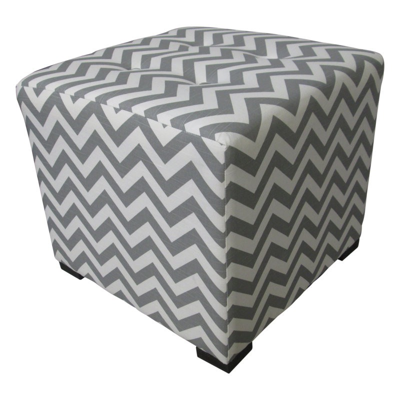 Upholstered Ottoman, Zig Zag Grey