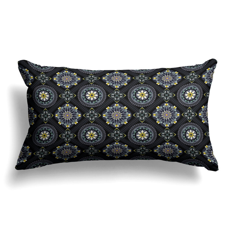 Coussin Mandala, Noir/gris