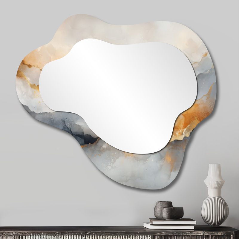 Galaxy Drift Of Abstract Marble I - Marble Cloud Decorative Wall Mirror, Modern Vanity Mirror, Printed on Metal, 25" x 28"